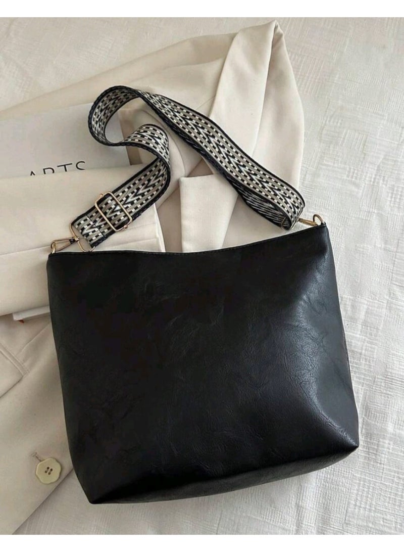 شي إن حقيبة كتف بحزام كتف بنمط هندسي، حقيبة مراسلة كبيرة السعة، حقيبة كتف بتصميم كلاسيكي - Image 5